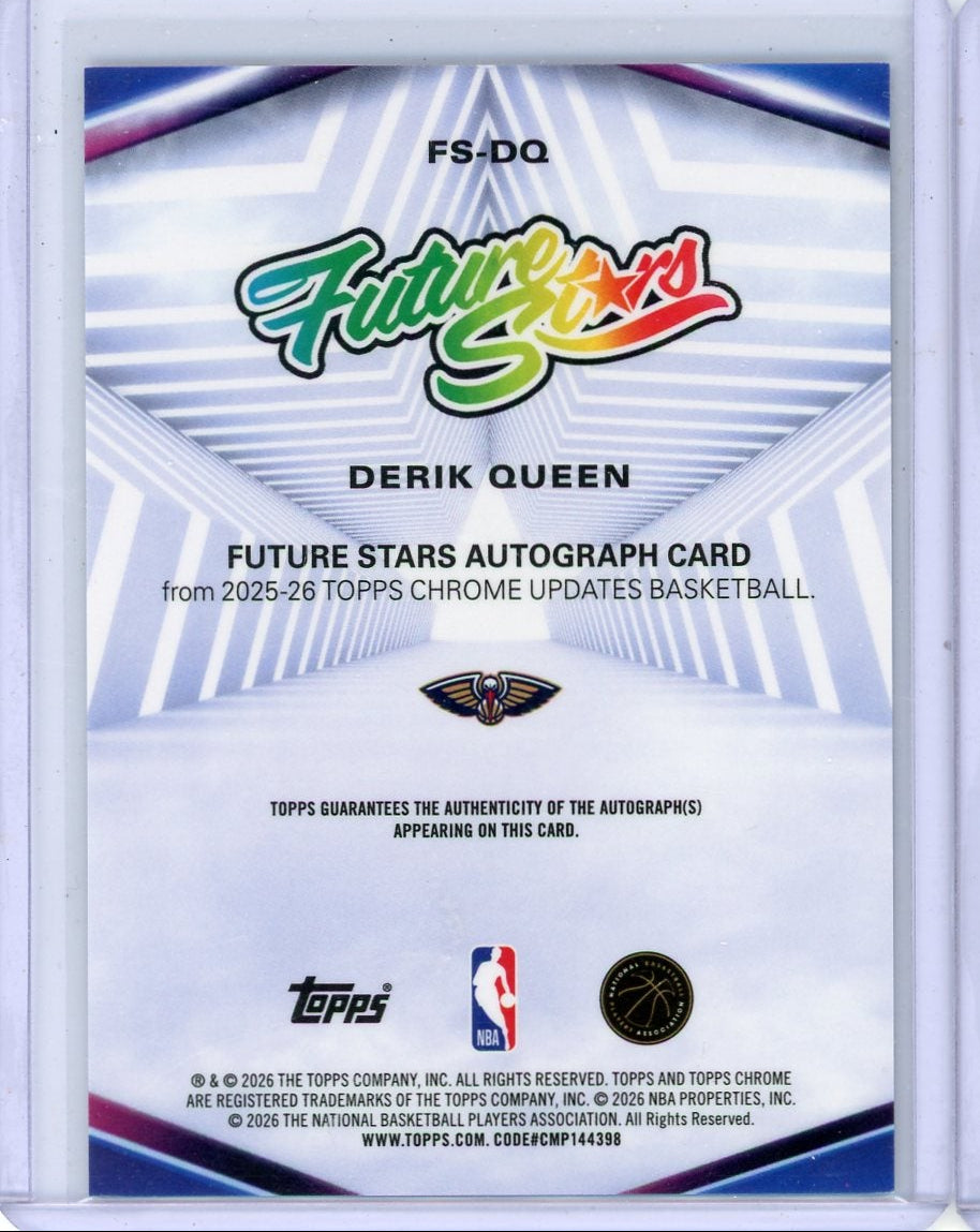 Derik Queen 2025-26 Topps Chrome Update Future Stars autograph blue ref. RC #'d 102/150