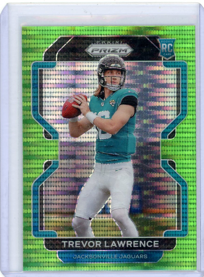 Trevor Lawrence 2021 Panini Prizm green pulsar prizm rookie card
