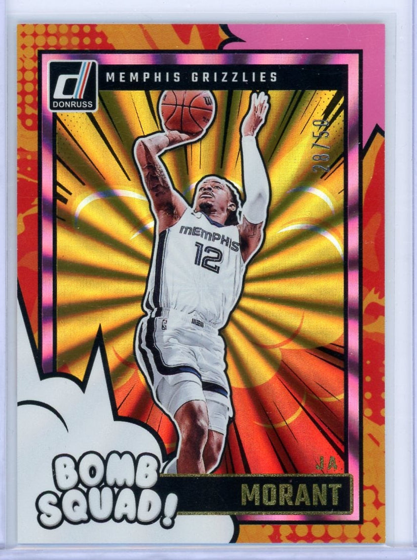 Ja Morant 2024 Panini Donruss Bomb Squad Pink Holo Laser #'d 28/50