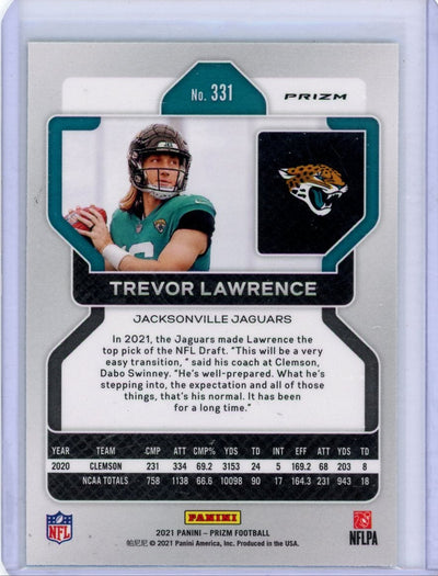 Trevor Lawrence 2021 Panini Prizm green pulsar prizm rookie card