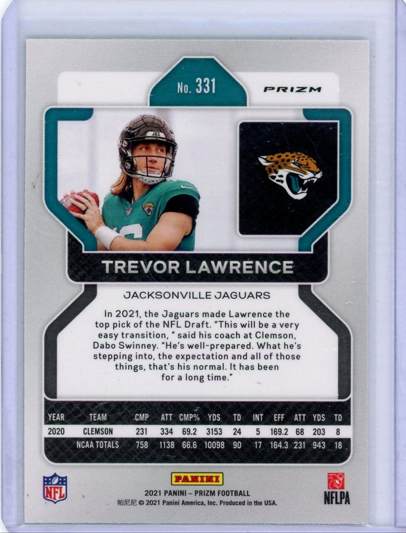 Trevor Lawrence 2021 Panini Prizm green pulsar prizm rookie card