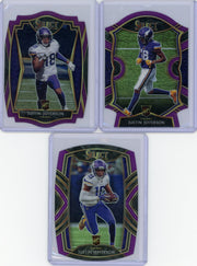 Justin Jefferson 2020 Panini Select die-cut purple prizm 3-card lot (Concourse, Premier, Club)