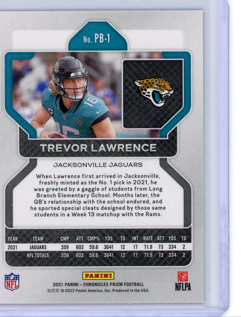 Trevor Lawrence 2021 Panini Chronicles Prizm Black rookie card
