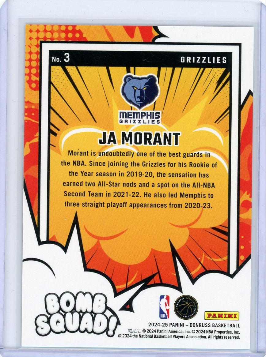 Ja Morant 2024 Panini Donruss Bomb Squad Pink Holo Laser #'d 28/50