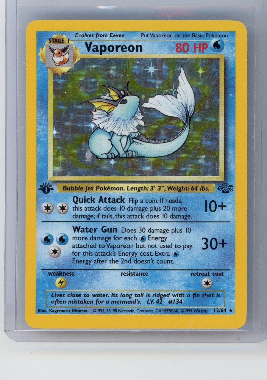 Vaporeon Pokemon Jungle 1st Edition holo #12/64 LP