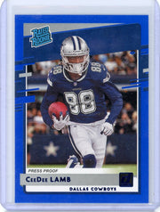 CeeDee Lamb 2020 Panini Donruss Press Proof blue rookie card