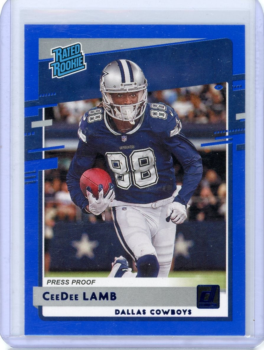 CeeDee Lamb 2020 Panini Donruss Press Proof blue rookie card