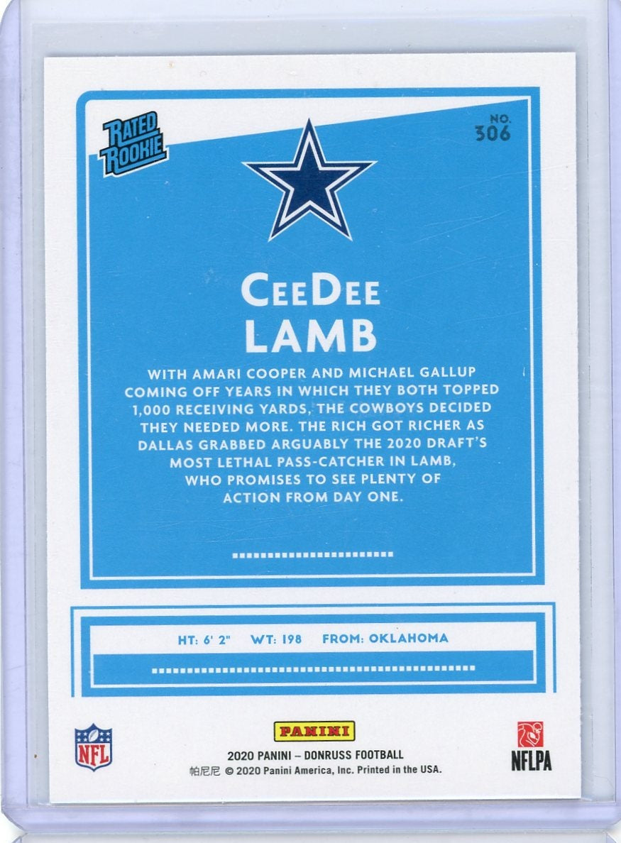CeeDee Lamb 2020 Panini Donruss Press Proof blue rookie card