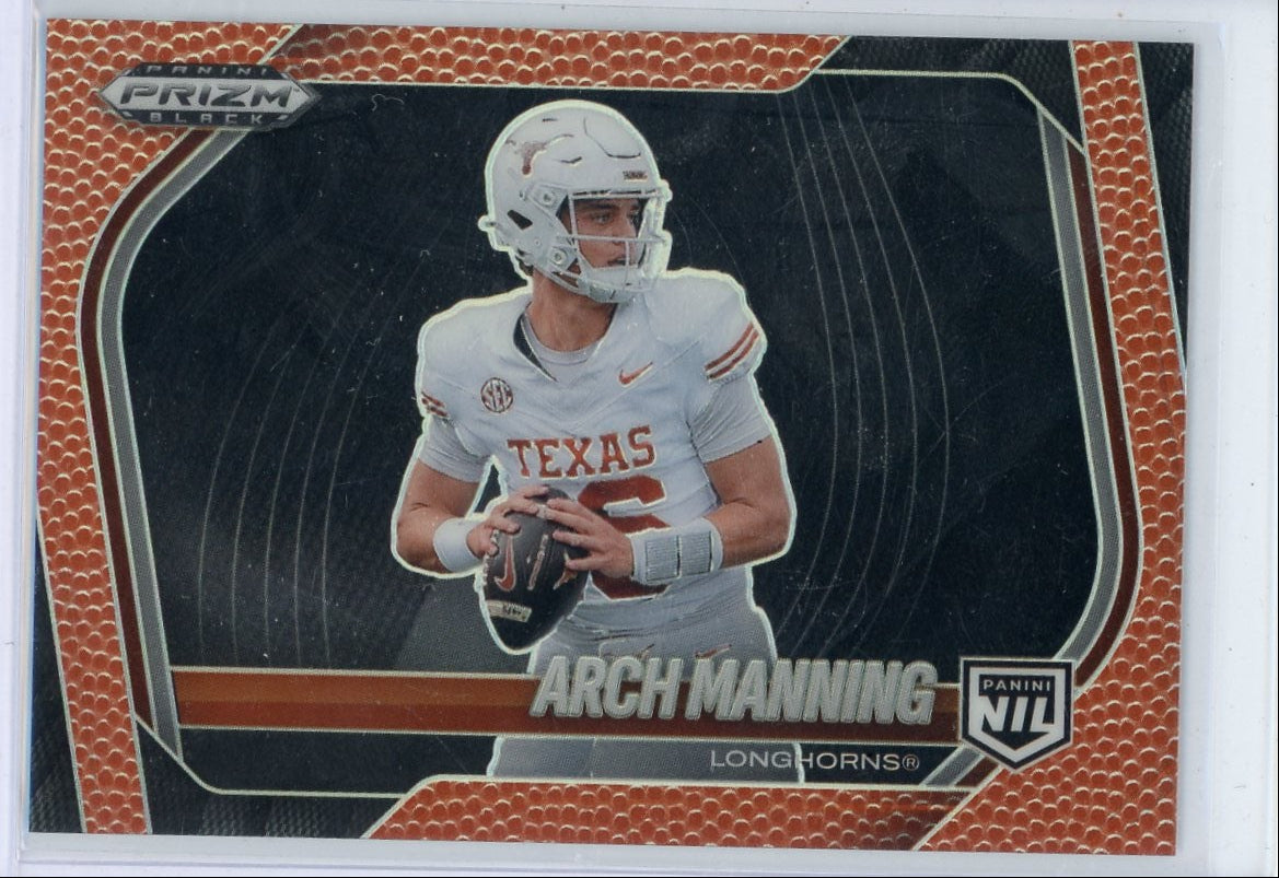 Arch Manning 2025 Panini Prizm Black Football Pigskin Refractor #'d 080/225