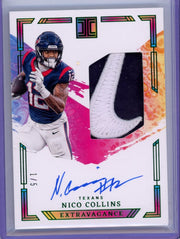 Nico Collins 2024 Impeccable Extravagance Patch Autos Emerald #'d 1/5
