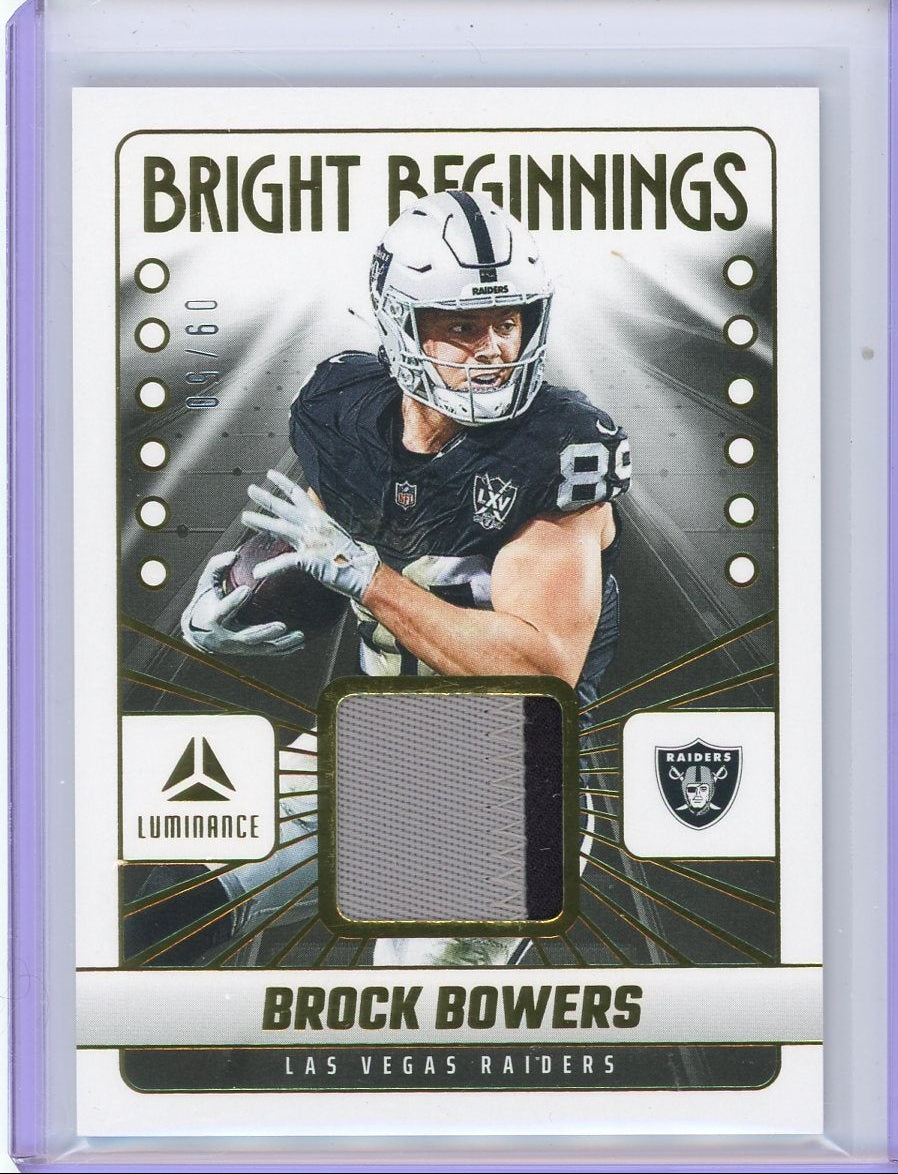 Brock Bowers 2025 Panini Luminance Bright Beginnings Patch #'d 09/50