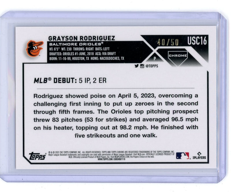 Grayson Rodriguez 2023 Topps Chrome Update gold mini diamond 