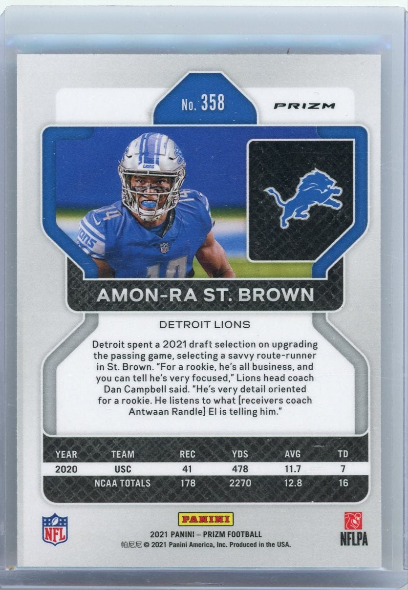 Amon-Ra St. Brown 2021 Panini Prizm silver prizm rookie card