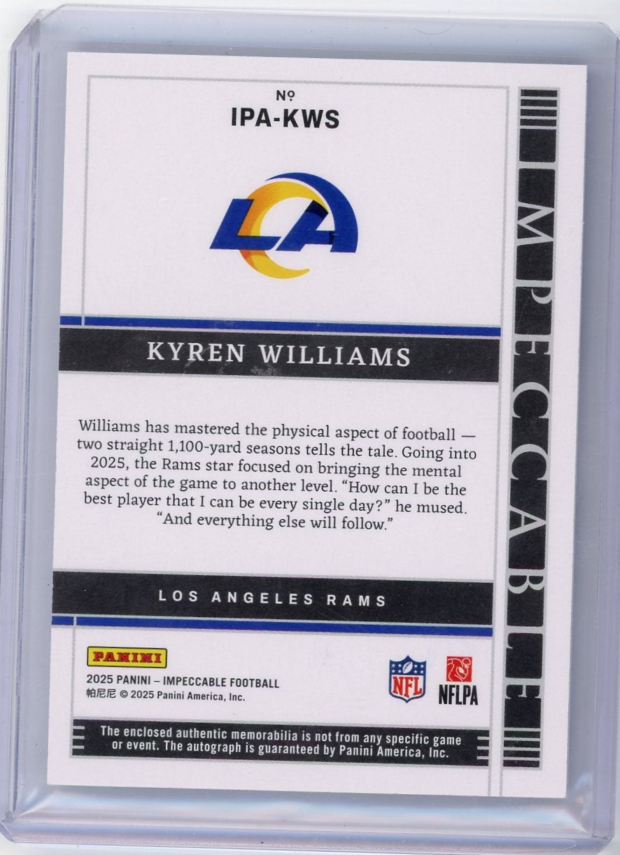 Kyren Williams 2025 Impeccable Immense Patch Auto #'d 35/49