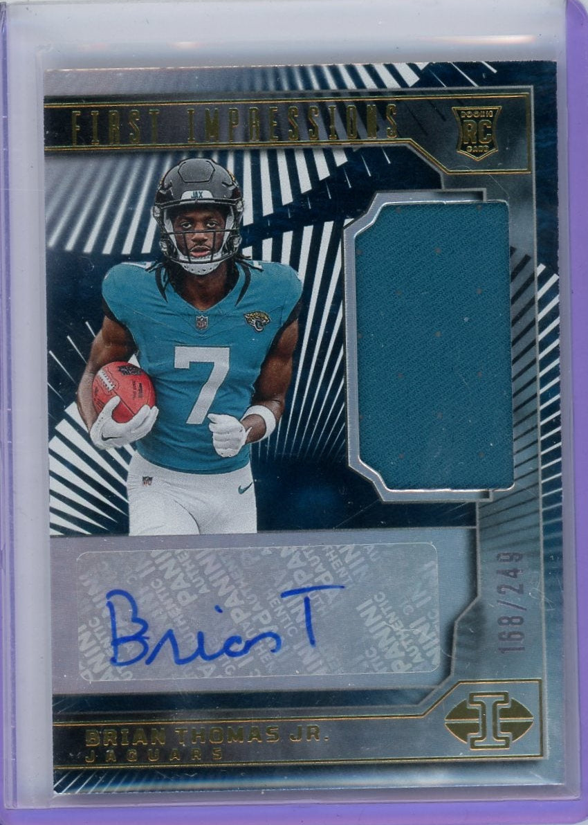 Brian Thomas Jr. 2024 Panini Illusions First Impressions Rookie Patch Autograph #'d 168/249