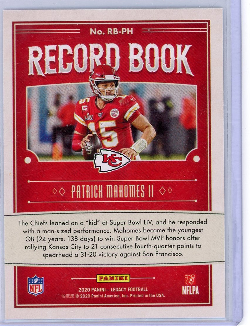 Patrick Mahomes 2020 Panini Legacy Record Book gold 