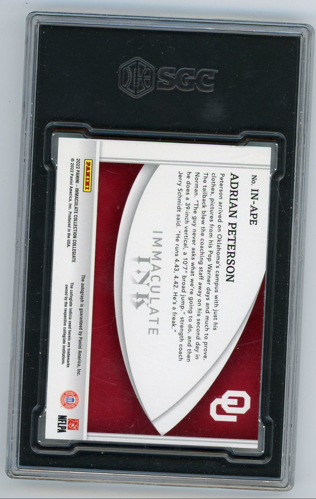 Adrian Peterson 2022 Panini Immaculate Coll. Immaculate Ink #'d 25/49 SGC 8