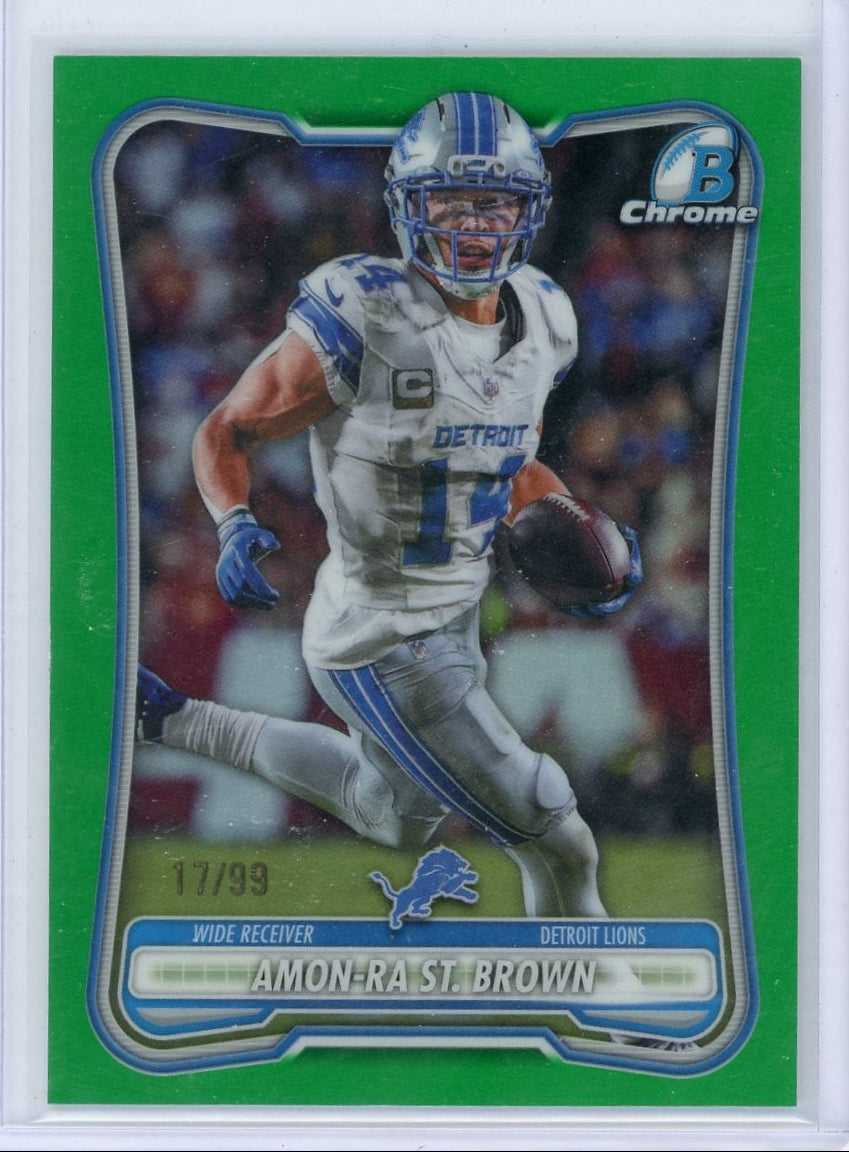 Amon Ra St. Brown 2026 Bowman Chrome Football Green Refractor #'d 17/99