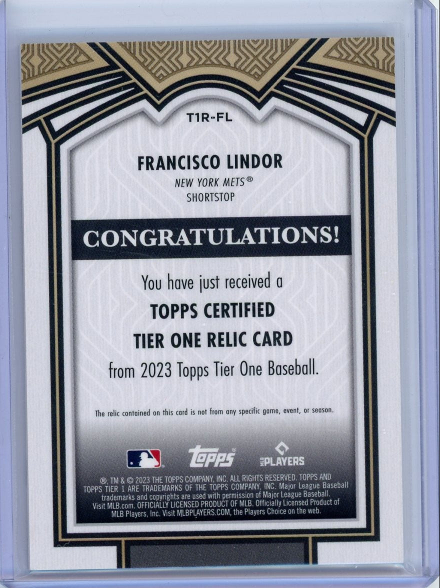 Francisco Lindor 2023 Topps Tier One Relic #'d 156/199