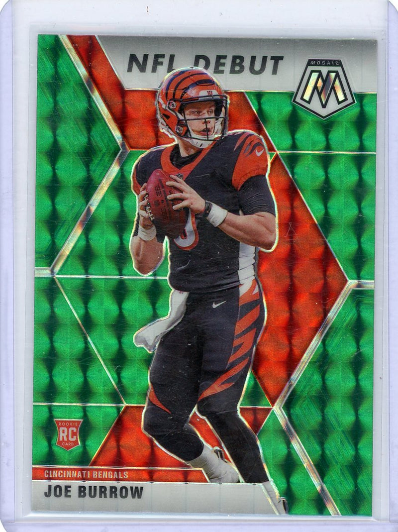 Joe Burrow 2020 Panini Mosaic NFL Debut green prizm rookie card