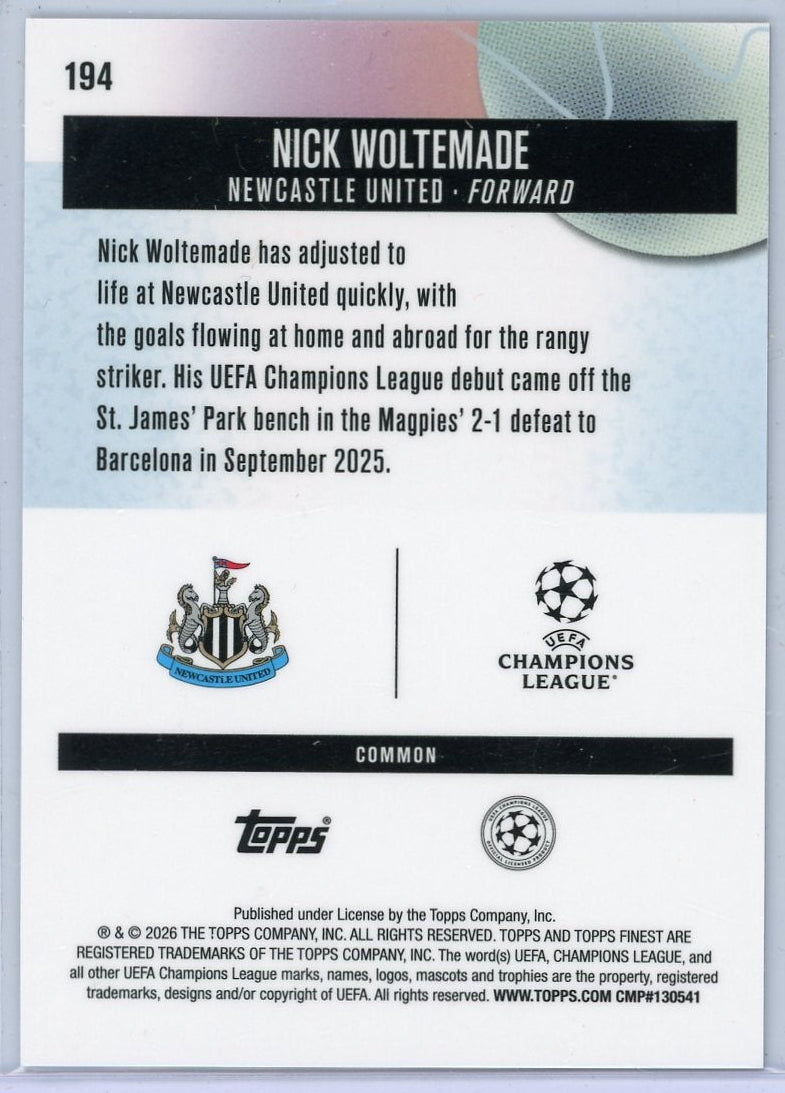 Nick Woltemade 2025-26 Topps Finest UEFA #'d 16/20