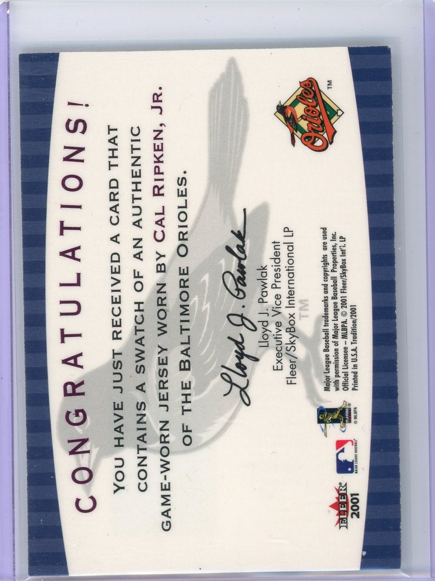 Cal Ripken Jr 2001 Fleer Tradition Turn Back the Clock Relic