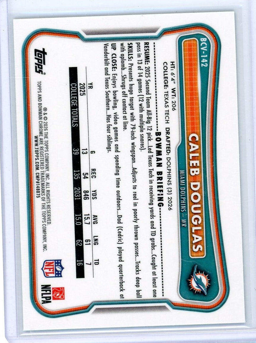 Caleb Douglas 2026 Bowman Chrome Football Rookie Green Shimmer Refractor #'d 42/99
