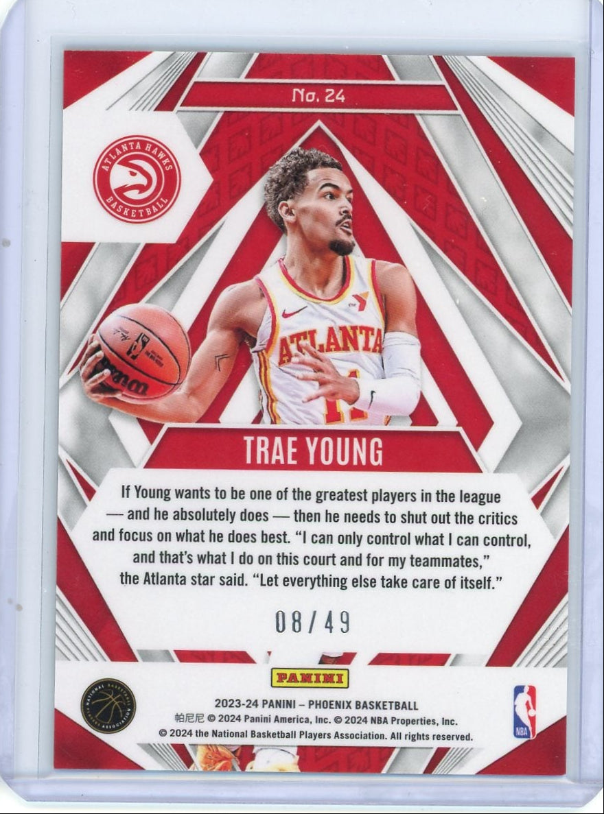 Trae Young 2023-24 Panini Phoenix Paragon Bronze Laser Prizm #'d 08/49