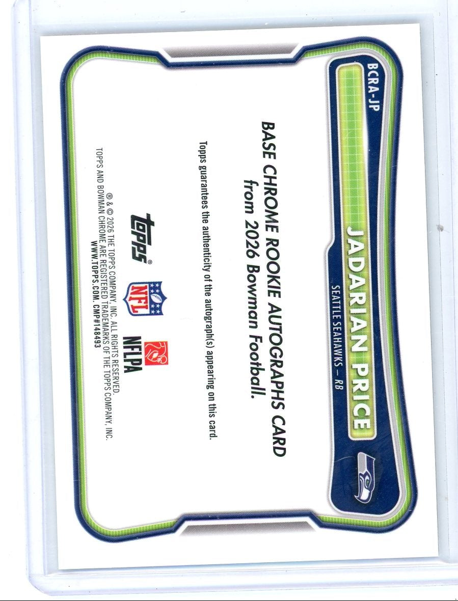 Jadarian Price 2026 Bowman Chrome Football Rookie Autograph