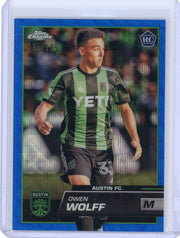 Owen Wolff 2023 Topps Chrome MLS blue wave refractor rookie card #'d 125/199