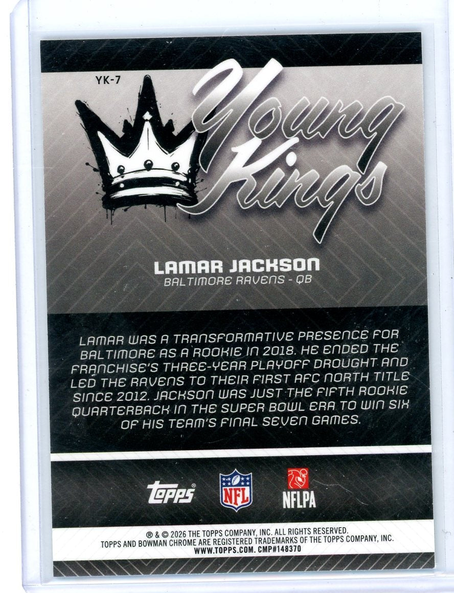 Lamar Jackson 2026 Bowman Chrome Football Young Kings Green Refractor #'d 56/99