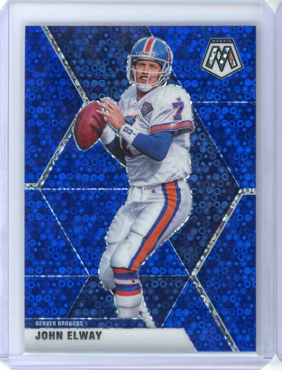John Elway 2020 Panini Mosaic No Huddle blue prizm #'d 15/75