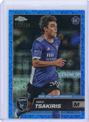 Niko Tsakiris 2023 Topps Chrome MLS blue mini diamond refractor rookie card #'d 172/199