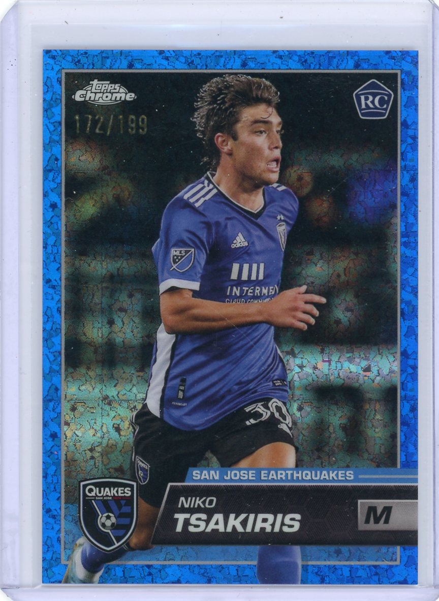 Niko Tsakiris 2023 Topps Chrome MLS blue mini diamond refractor rookie card #'d 172/199