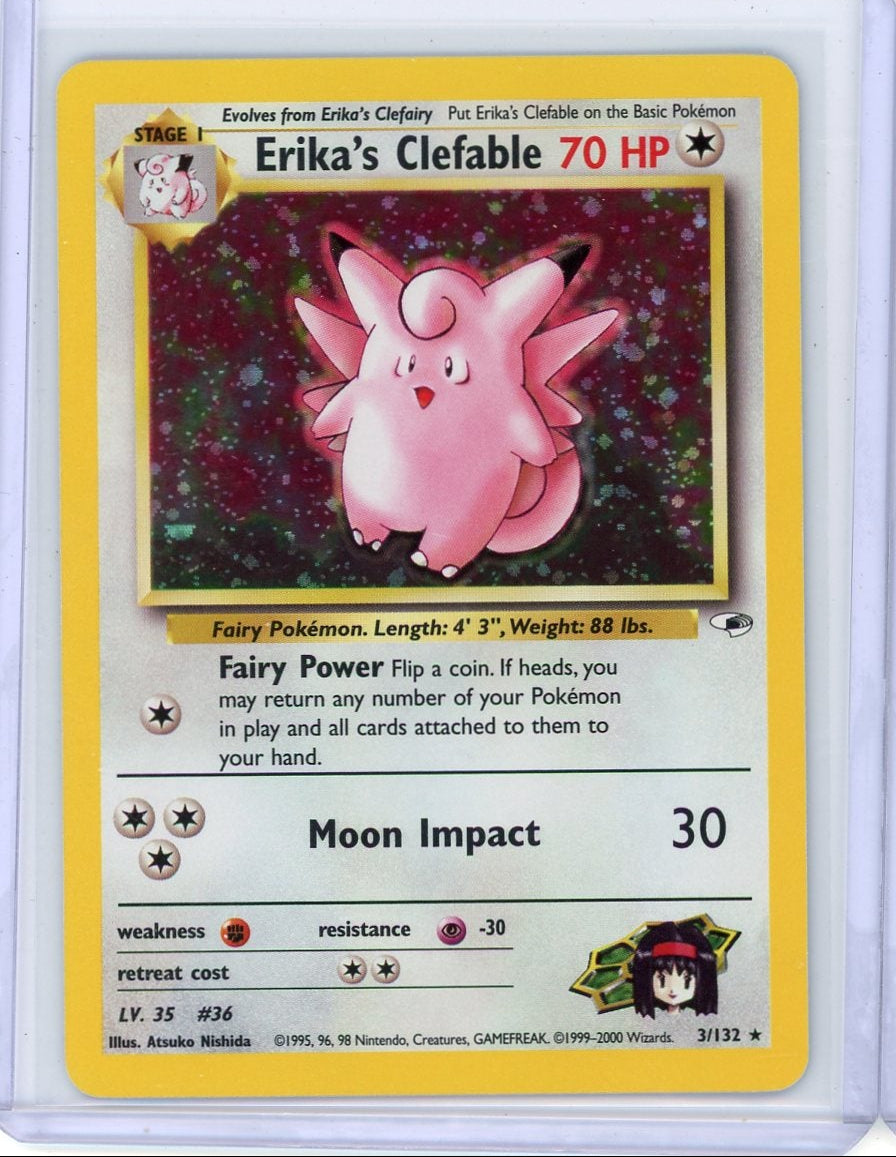 Erika's Clefable Pokémon Gym Heroes rare holo 3/132