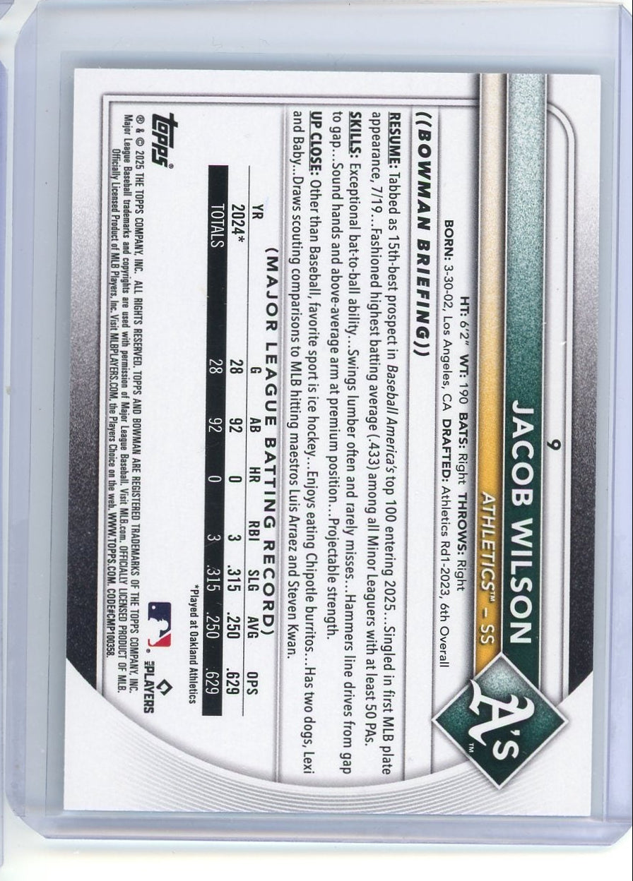 Jacob Wilson 2025 Bowman Purple Bandana Rookie #'d 019/199