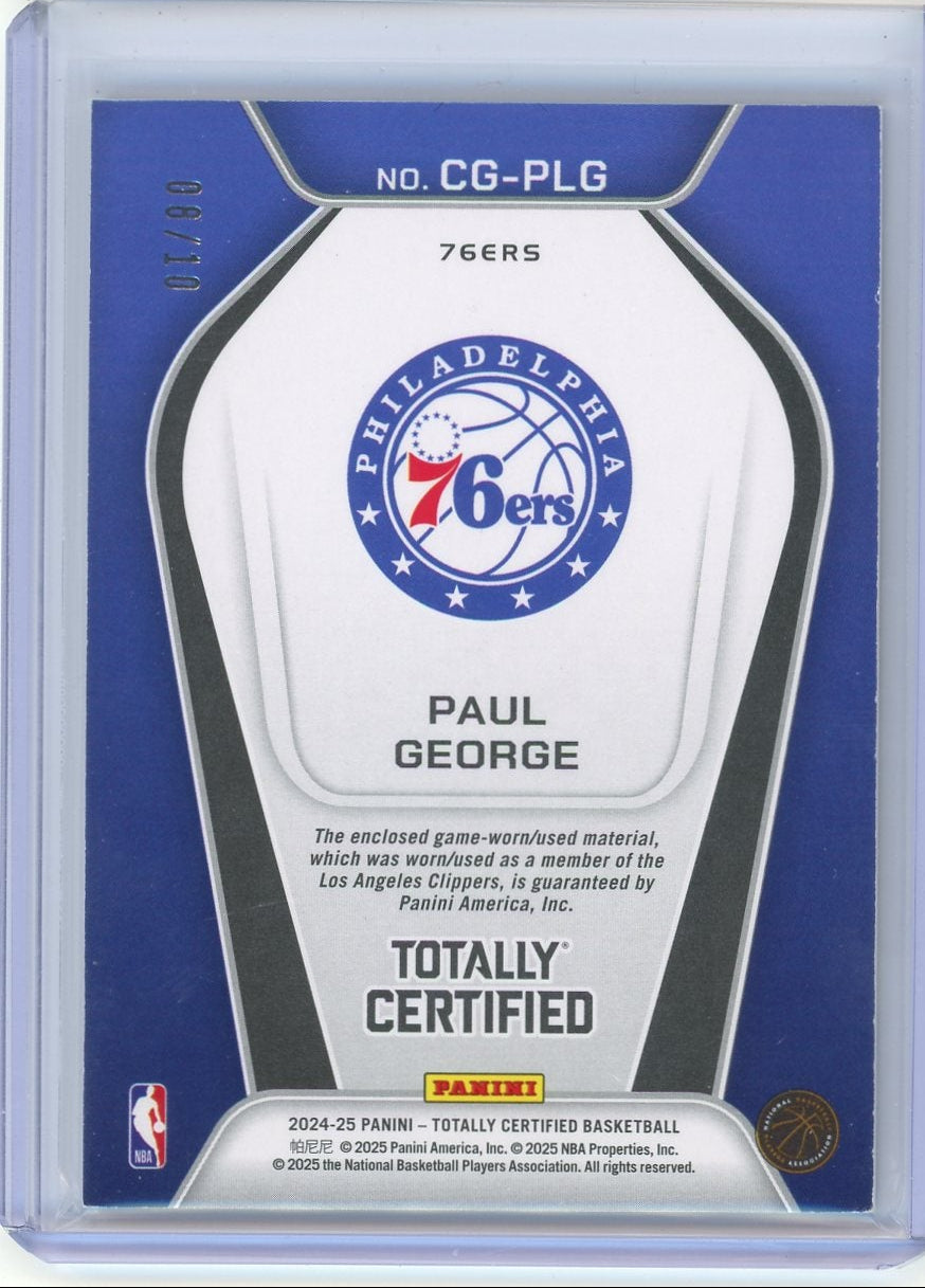 Paul George 2024 Panini Totally Certified Gold Patch #'d 08/10 (Jersey #)