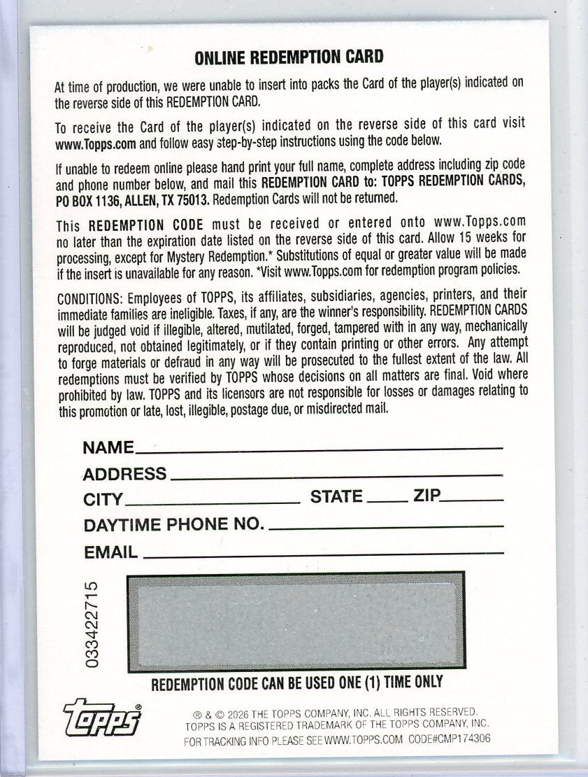 Jaxon Smith-Njigba 2026 Topps Flagship Football Victory Ink Gold Redemption