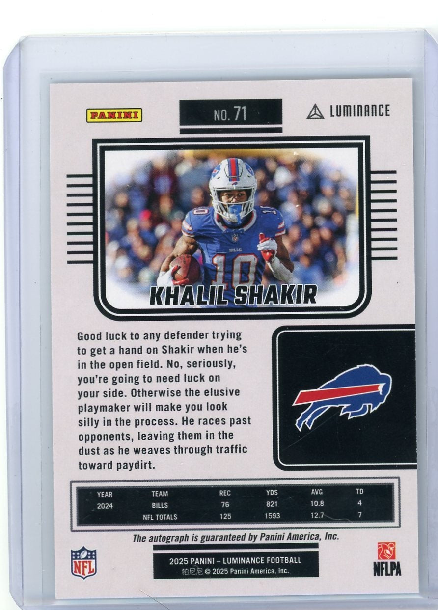 Khalil Shakir 2025 Panini Luminance Autograph #'d 153/300
