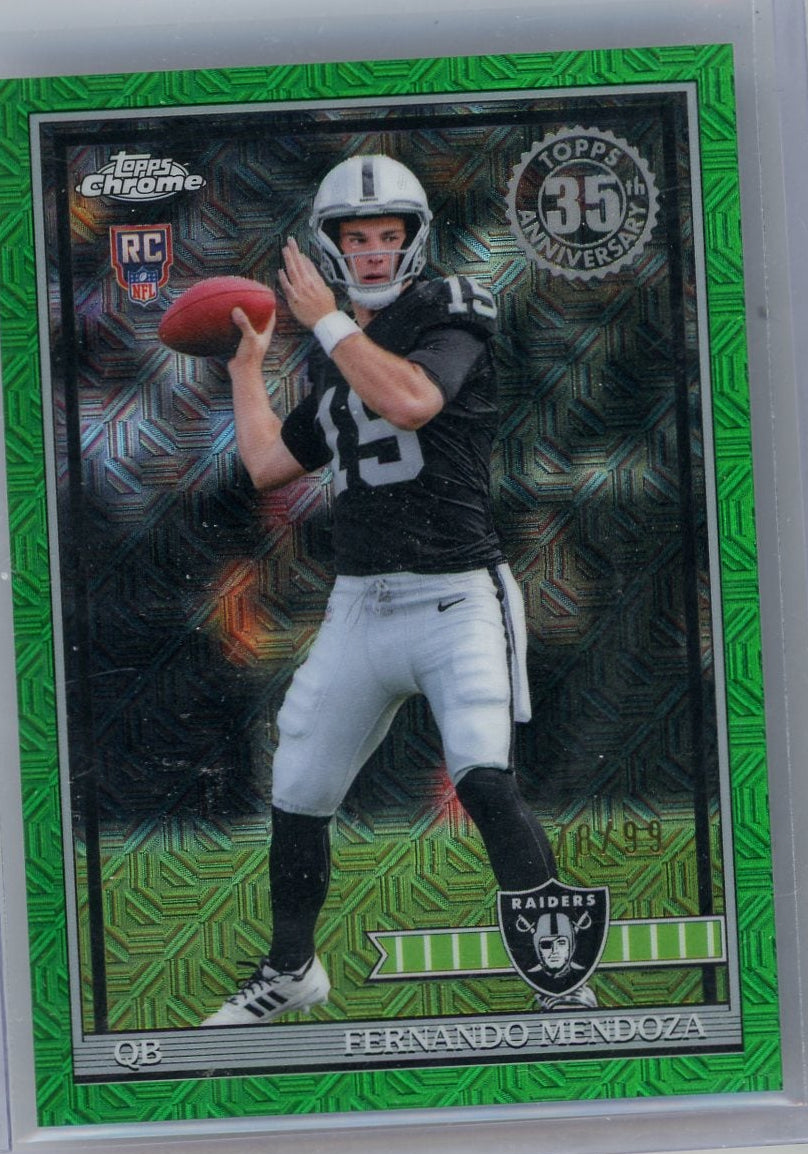 Fernando Mendoza 2026 Topps Flagship Football 1991 Silver Pack Green Mojo #'d 78/99