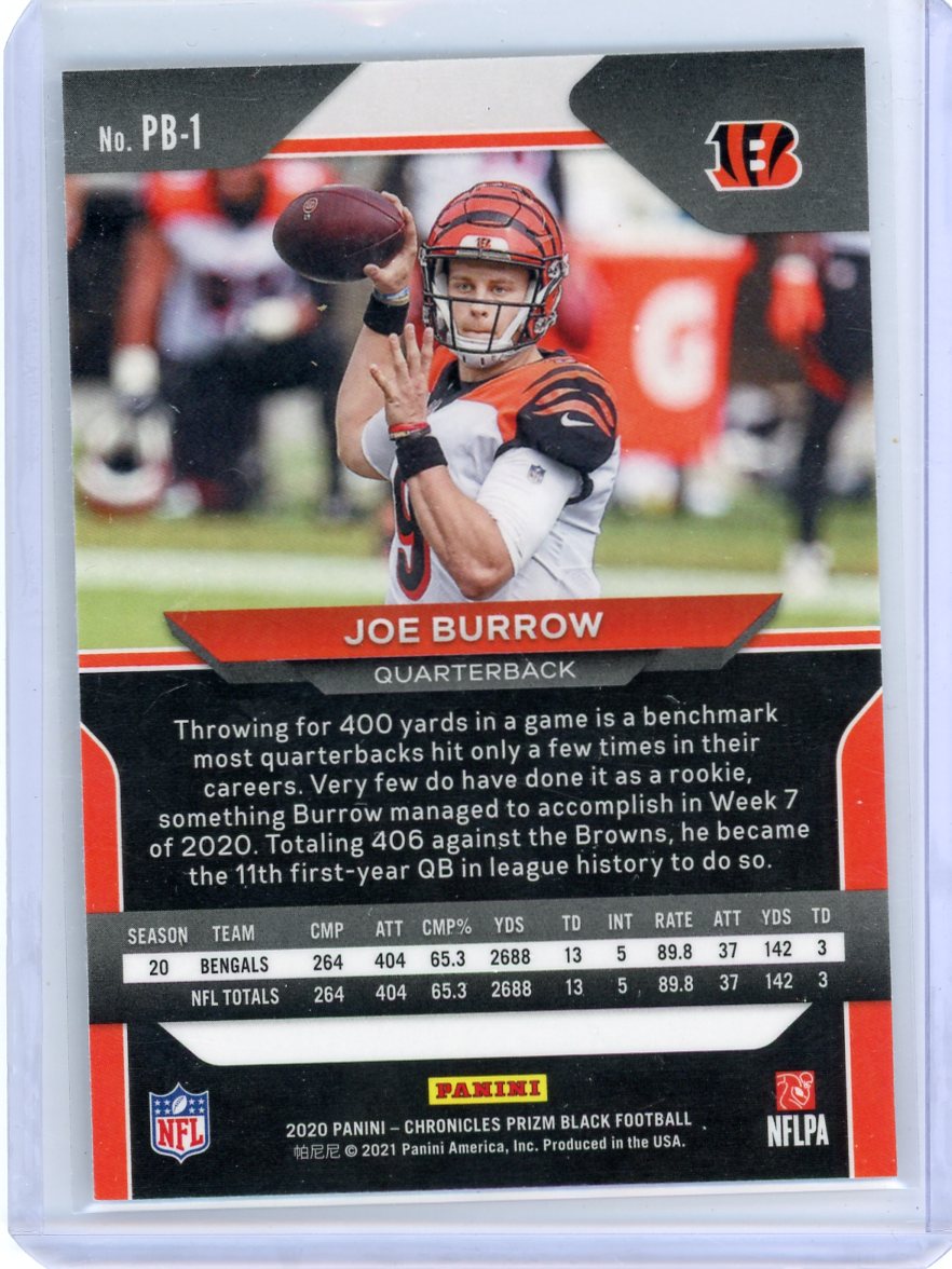 Joe Burrow 2020 Panini Chronicles Prizm Black rookie card