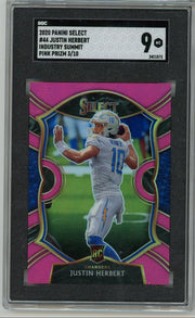Justin Herbert 2020 Panini Select Industry Summit Pink Prizm rookie card #'d 03/10 SGC 9
