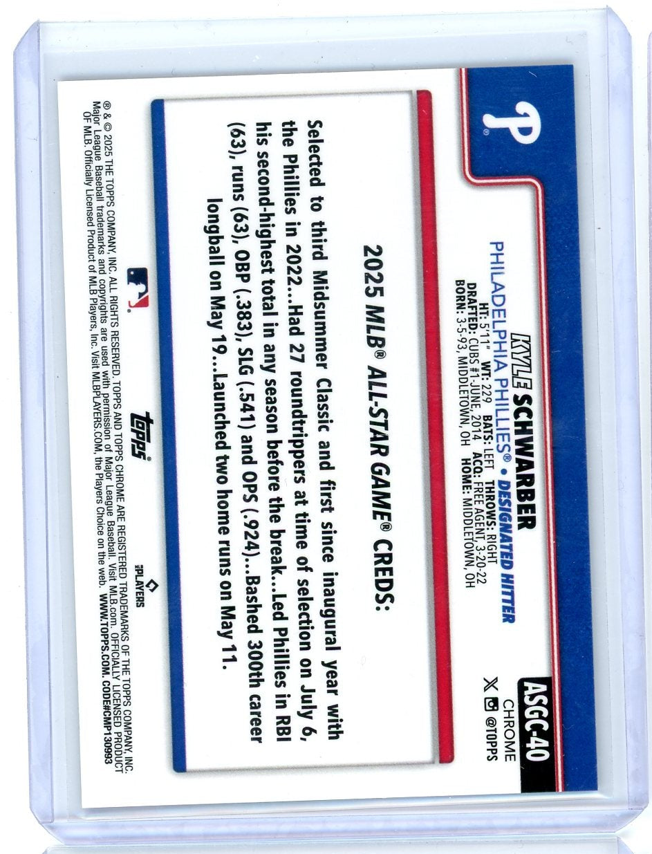 Kyle Schwarber 2025 Topps Chrome Update All-Star Game #'d 06/10