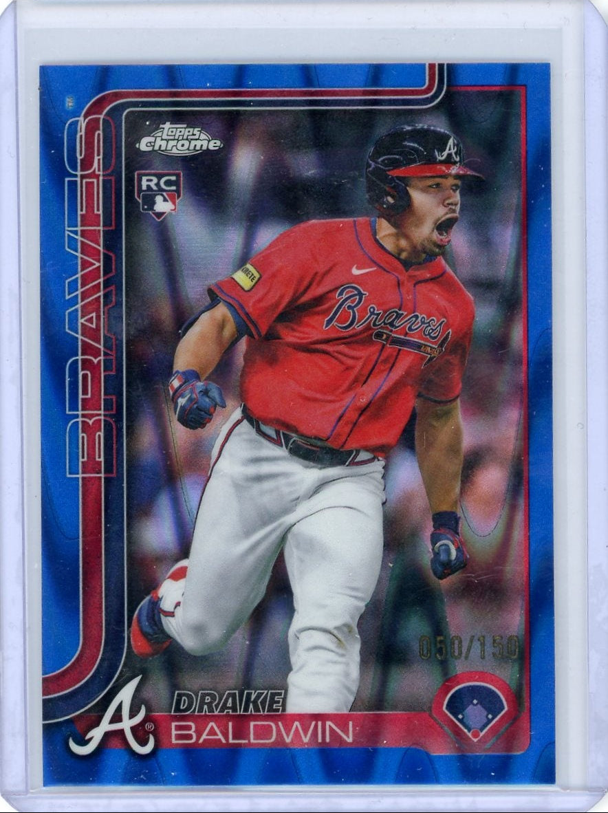 Drake Baldwin 2025 Topps Chrome Update Blue Ray Wave Refractor #'d 050/150
