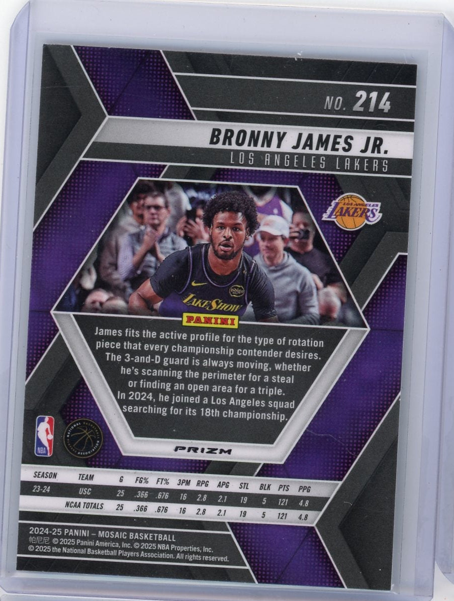 Bronny James Jr. 2024 Panini Mosaic Rookie Genesis SSP