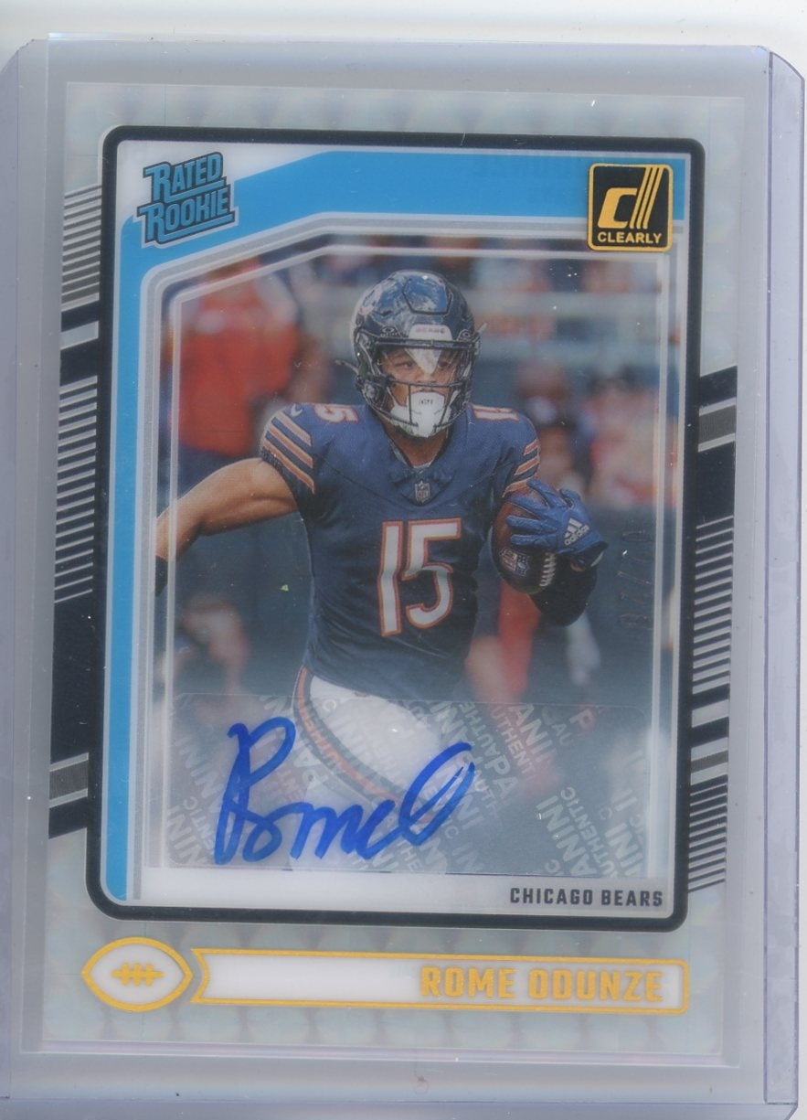 Rome Odunze 2024 Panini Donruss Clearly autograph rookie card #'d 02/20