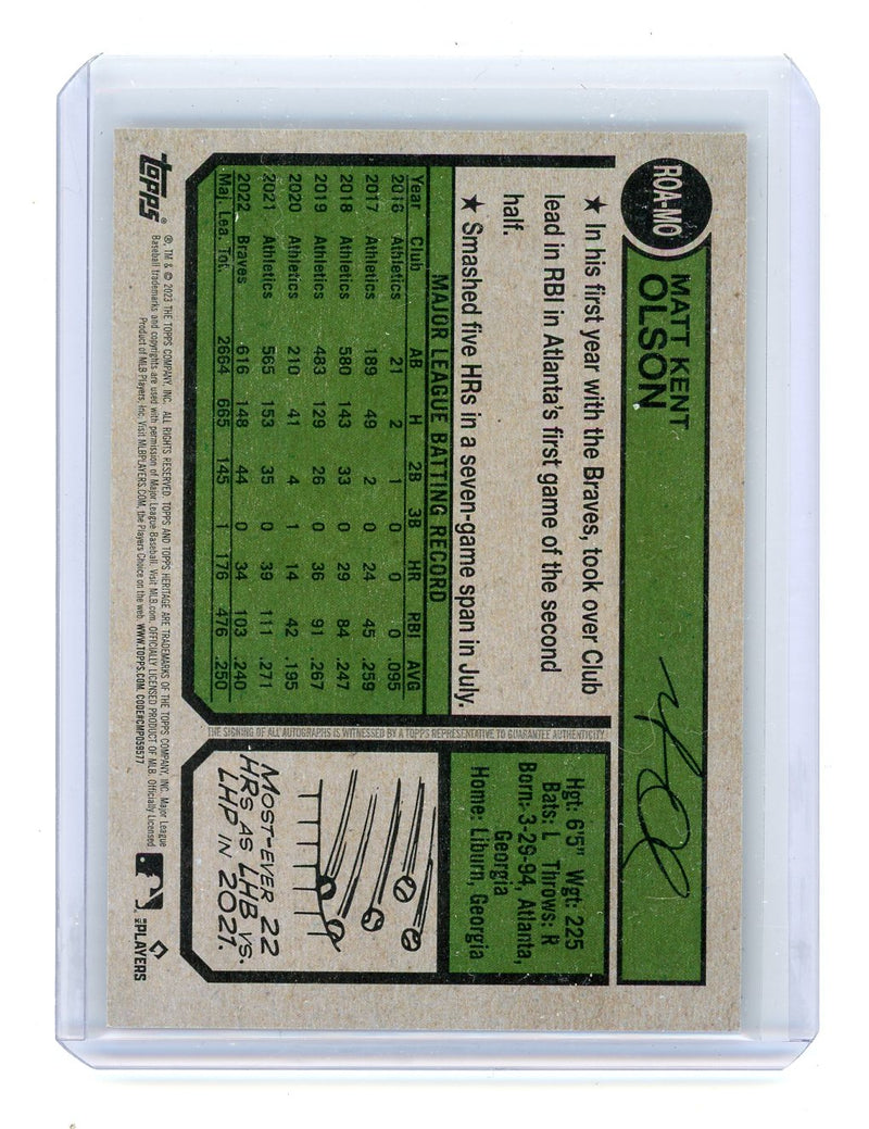 Matt Olson 2023 Topps Heritage autograph