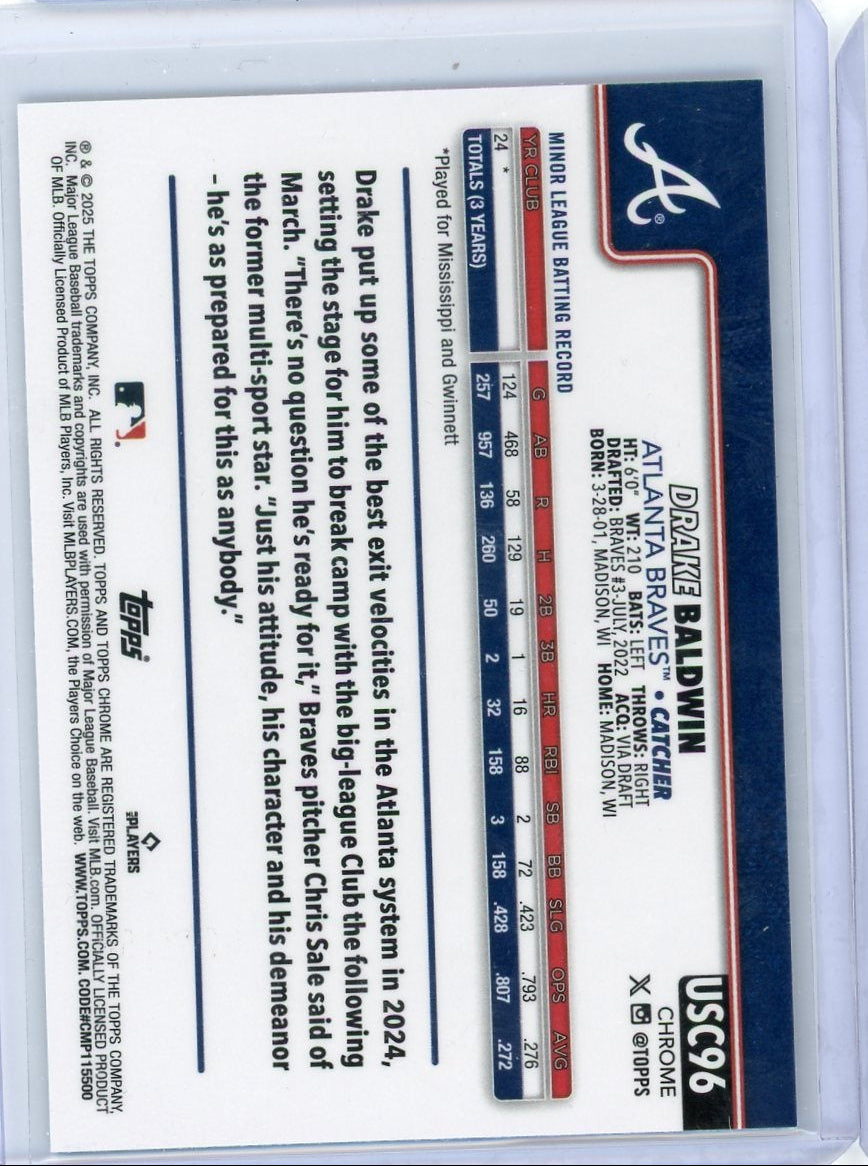 Drake Baldwin 2025 Topps Chrome Update Blue Ray Wave Refractor #'d 050/150