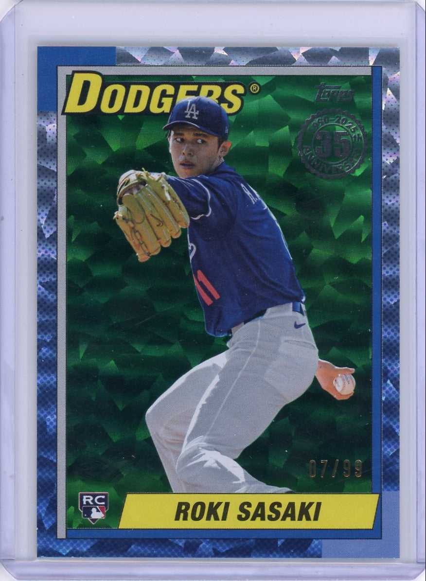 Roki Sasaki 2025 Topps 35th Anniversary Green Foil Rookie #'d 07/99