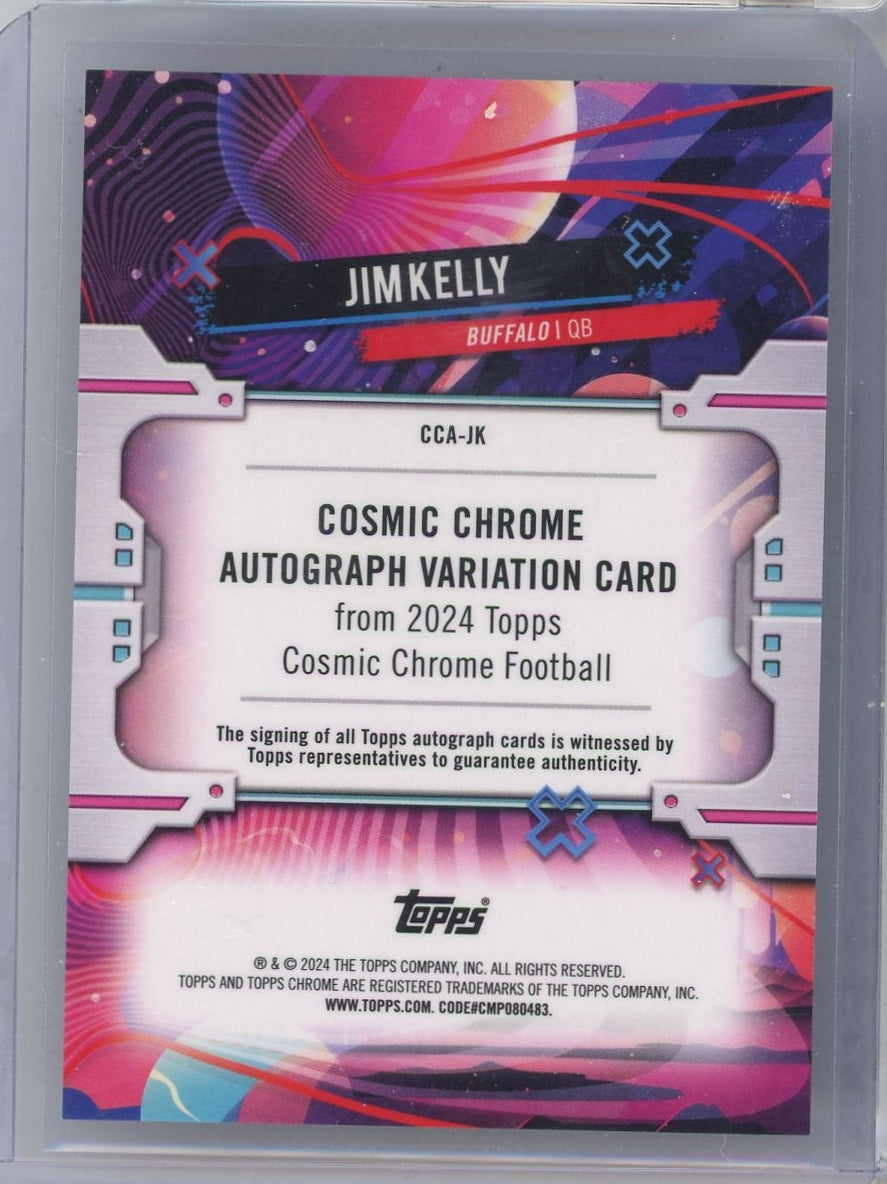 Jim Kelly 2024 Topps Chrome Cosmic autograph red flare refractor #'d 1/5